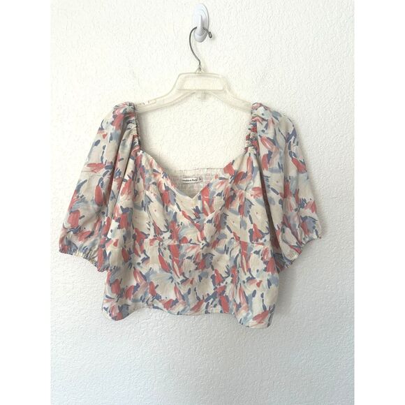 Abercrombie & Fitch Puff Sleeve Chiffon Pullover Cropped Top Size XL NWT - Picture 1 of 7